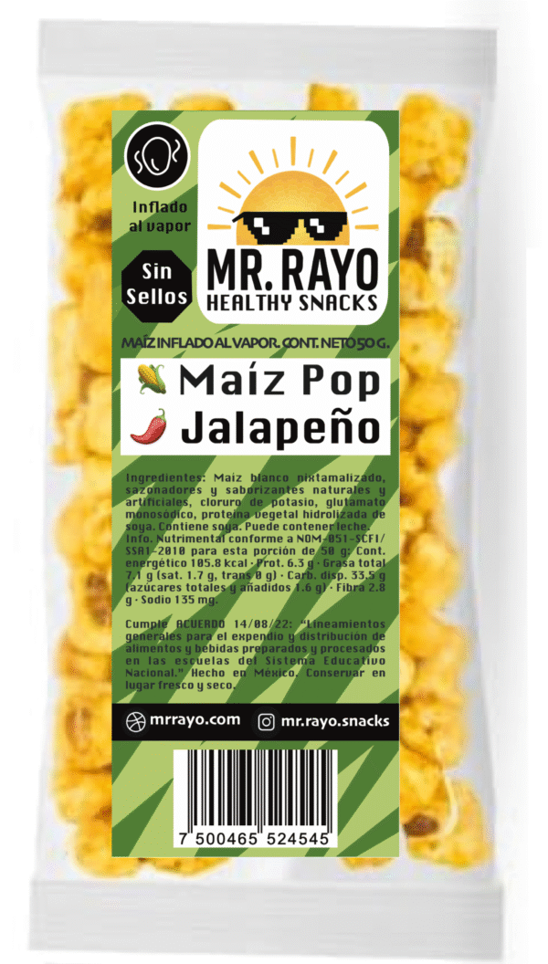 🌽 10 bolsas de 50g de Maíz Pop Mr. Rayo sabor 🌶 Jalapeño