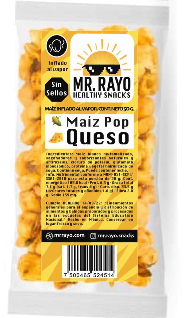 🌽 10 bolsas de 50g de Maíz Pop Mr. Rayo sabor 🧀 Queso