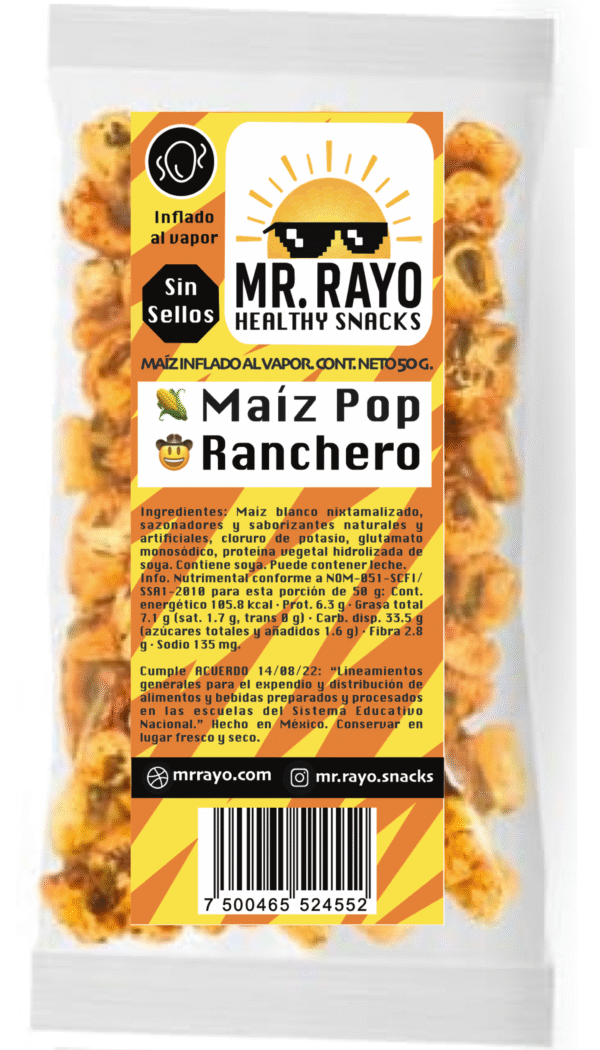🌽 10 bolsas de 50g de Maíz Pop Mr. Rayo sabor 🤠 Ranchero