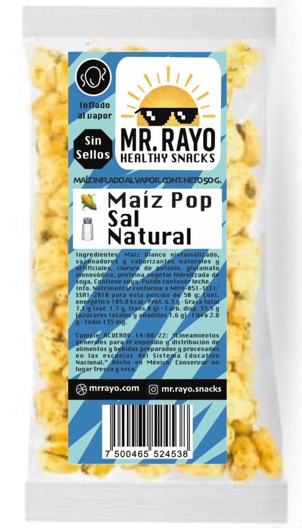 🌽 10 bolsas de 50g de Maíz Pop Mr. Rayo sabor 🧂 Sal Natural